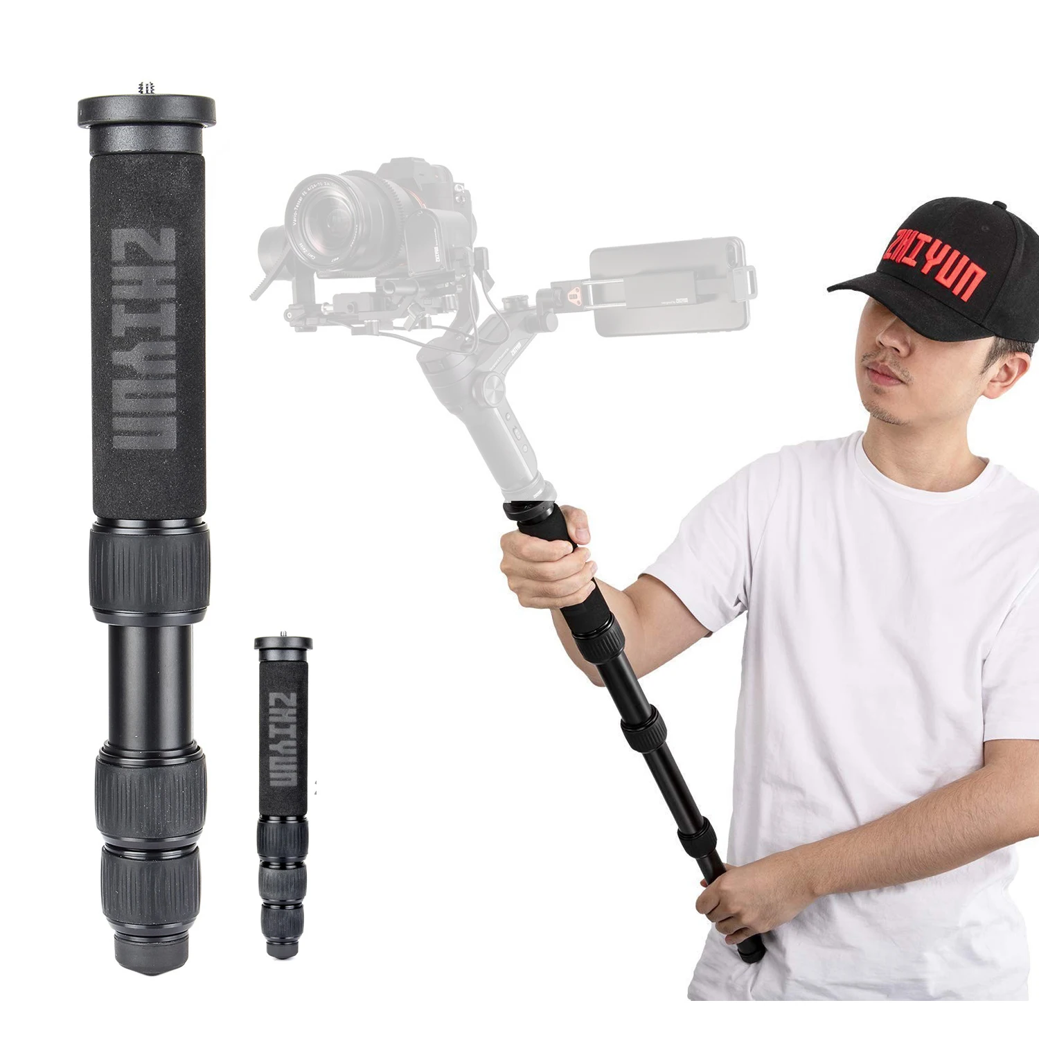 Ручной оригинальный монопод Zhiyun шарнирный для weeball Lab/Smooth 4/ Crane Plus/Crane-M с винтом 1/4