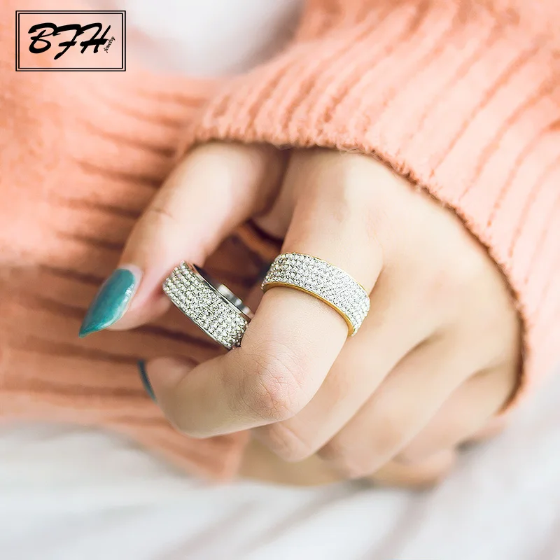 BFH 2019 модные циркониевые Свадебные кольца из нержавеющей стали для женщин
