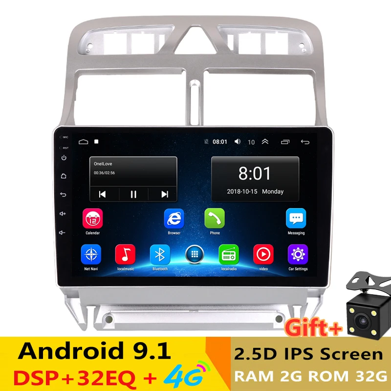 Android 9,1 автомобильный DVD мультимедийный плеер gps навигация для peugeot 307 2004 до 2013 с bluetooth встроенный wifi 2 Гб ram 32 Гб rom