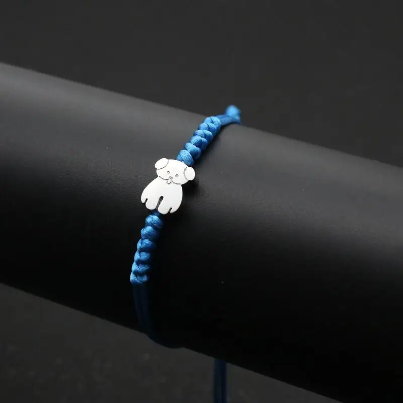 Sky blue Брендовый милый Мишка изящная нержавеющая сталь браслеты с медведями для женщин девочек счастливый браслет дружбы чисто ручной плетеные украшения Pulseras - Окраска металла: Sky blue