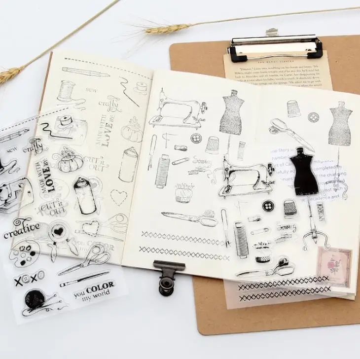 Ретро швейная машина прозрачный силиконовый штамп/уплотнение для DIY