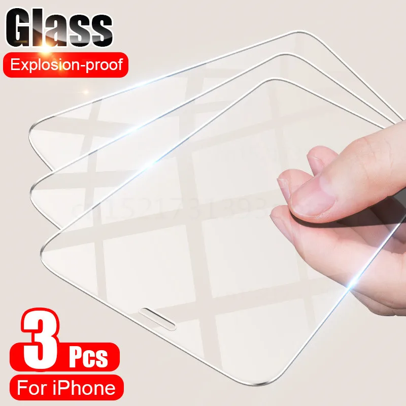 

3PCS Protective Glass On iPhone 11 12 Pro Max XS XR 7 8 6s Plus SE Screen Protector For iPhone 12 Mini 11 Pro Max Tempered Glass
