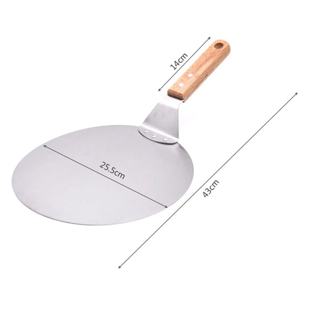 

1 PC Stainless Steel Pizza Shovels Anti-scalding Wooden Handle Round Convenient Cake Shovel Baking Tool Kitchen Utensils