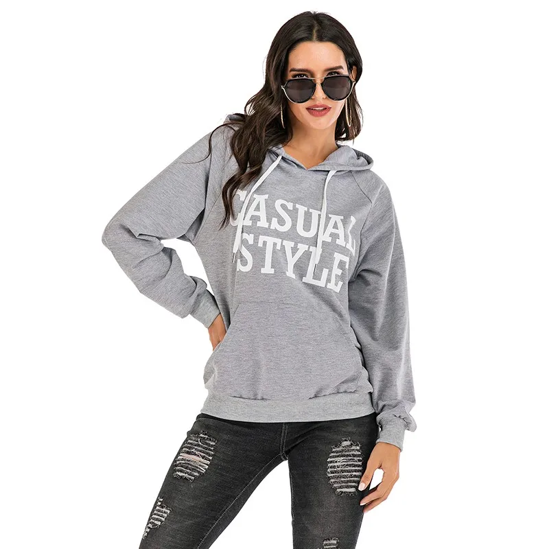 Серые толстовки женская модная толстовка с буквенным принтом новинка 2020 Женская