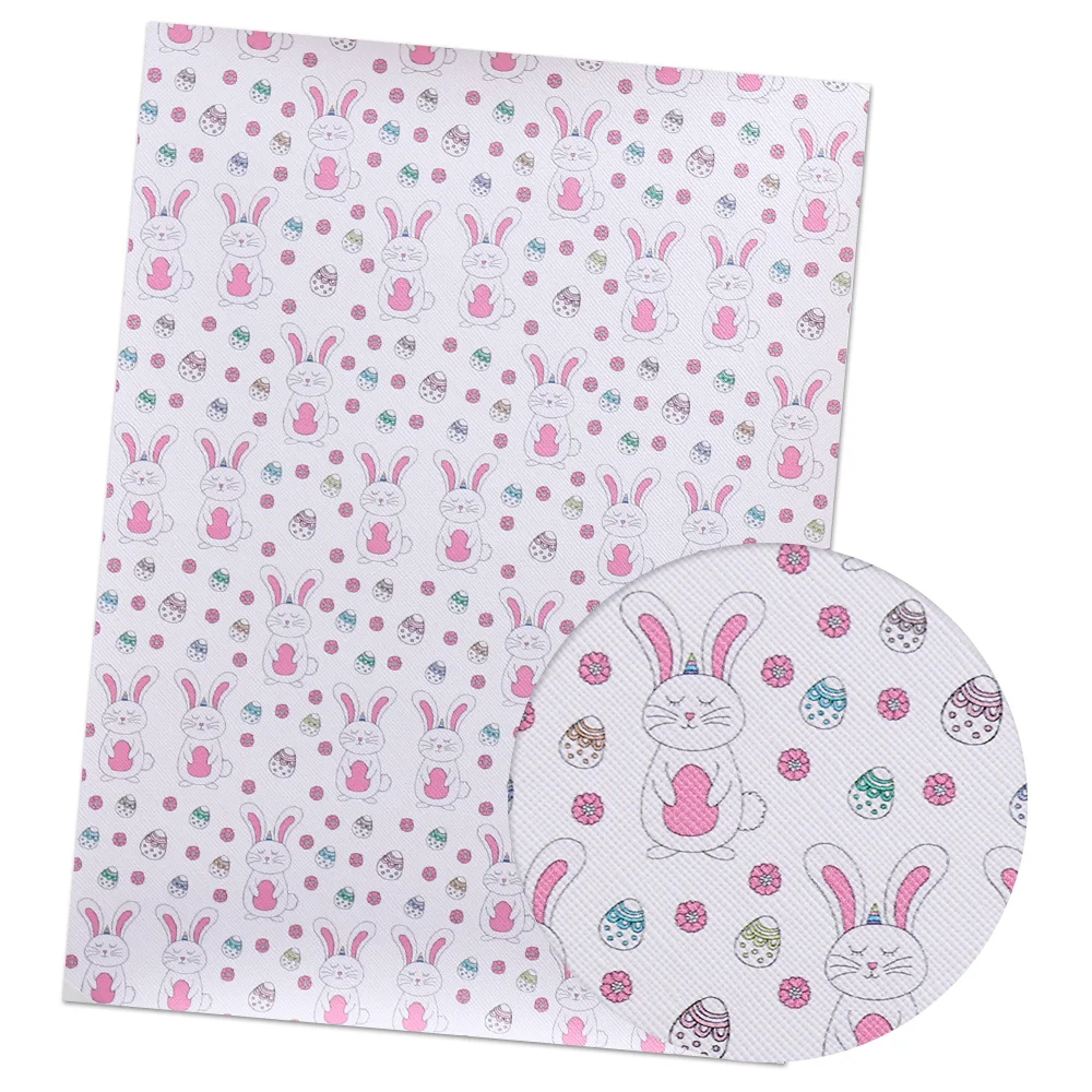 05 IBOWS 22*30cm 1pc Easter Faux Synthetic Leather Sheet Rabbit Egg Printed Fabric DIY Hair Bows Supplies Handmade Crafts Materials - Цвет: 05