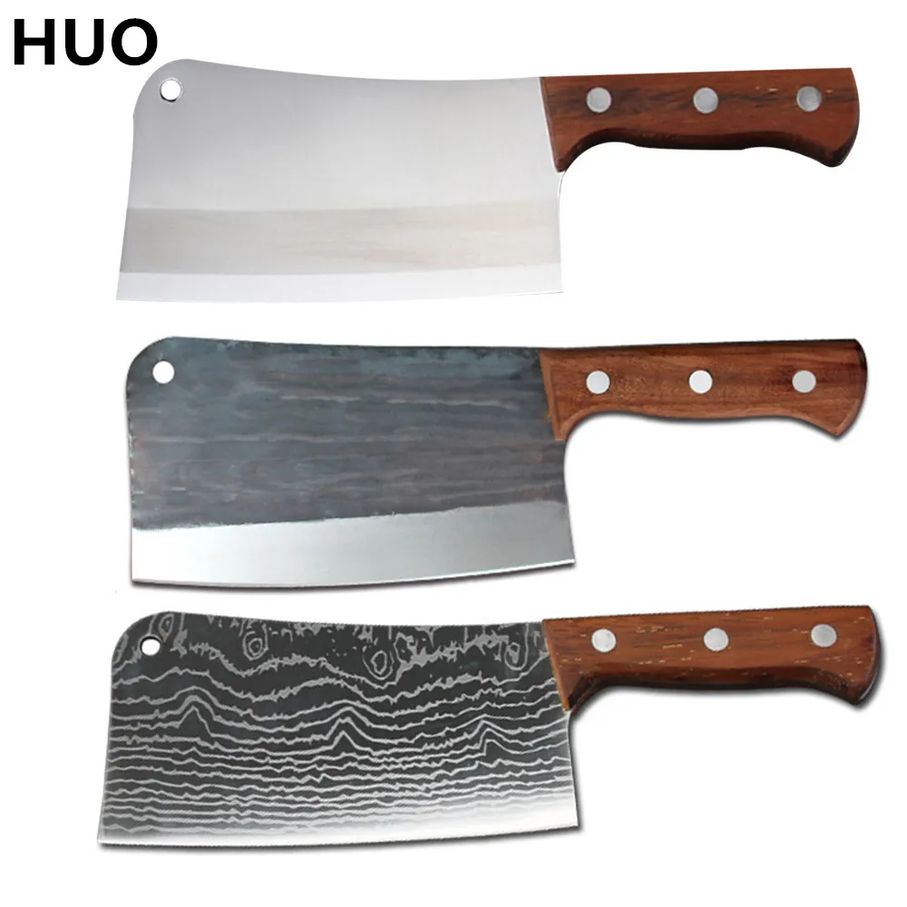 HUO ручной работы кованый шеф-нож из высокоуглеродистой стали китайский Мясницкий