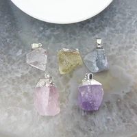 natural rough mineral lemonrose quartzs white crystal amethysts stone nugget pendants for diy necklace jewelry making 1pcs