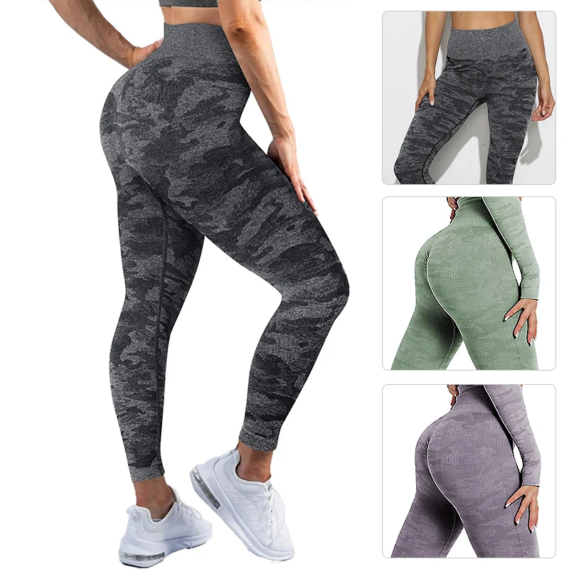 

Women Booty Lifting Leggings 3 Colors Camo Yoga Pants High Waisted Ruched Butt Lifting Textured Scrunch Legging Booty Tights
