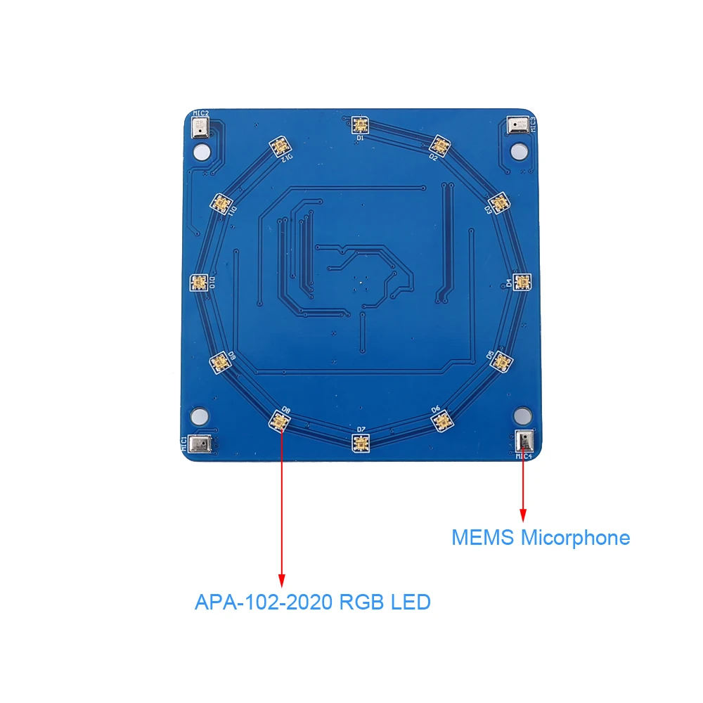 Интеллектуальный аудио декодер AC108 с голосовым распознаванием модуль 12 шт. APA102 RGB