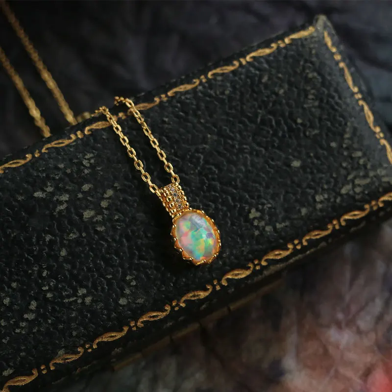 

FMILY Vintage 925 Sterling Silver Light Luxury Gemstone Necklace Palace Style Elegant Creative Jewelry Gifts for Girlfriend