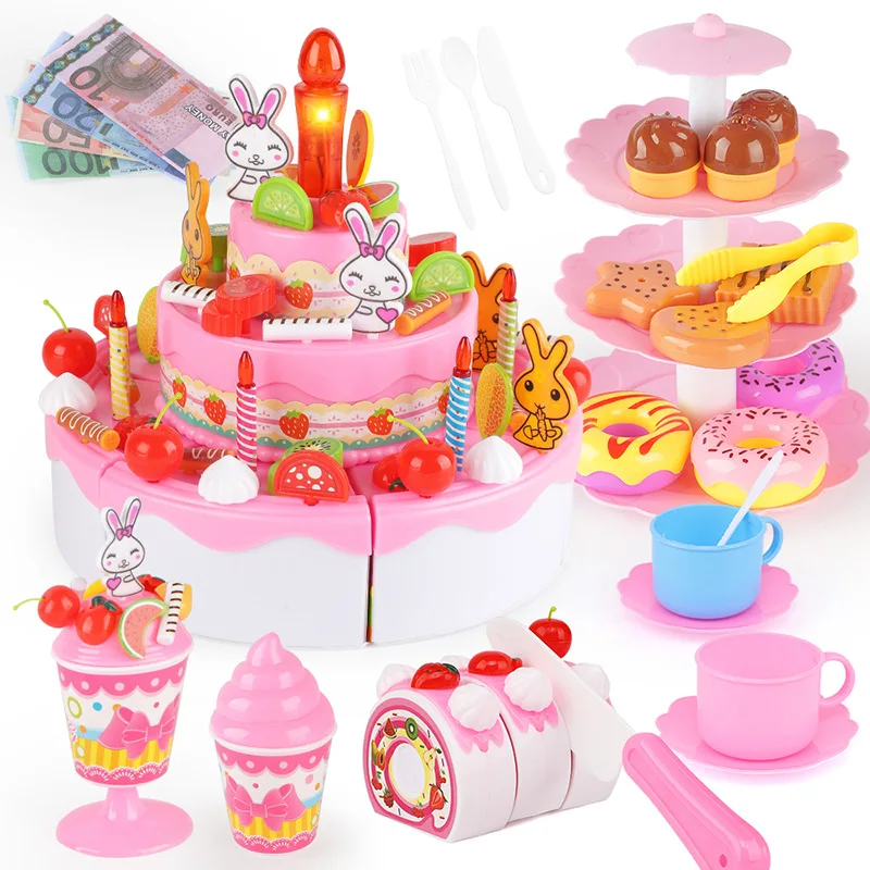 

Children's Diy Kitchen Simulation Birthday Cake Decoration Party Food Toys Boys And Girls Learn To Make Cake Educational Toys