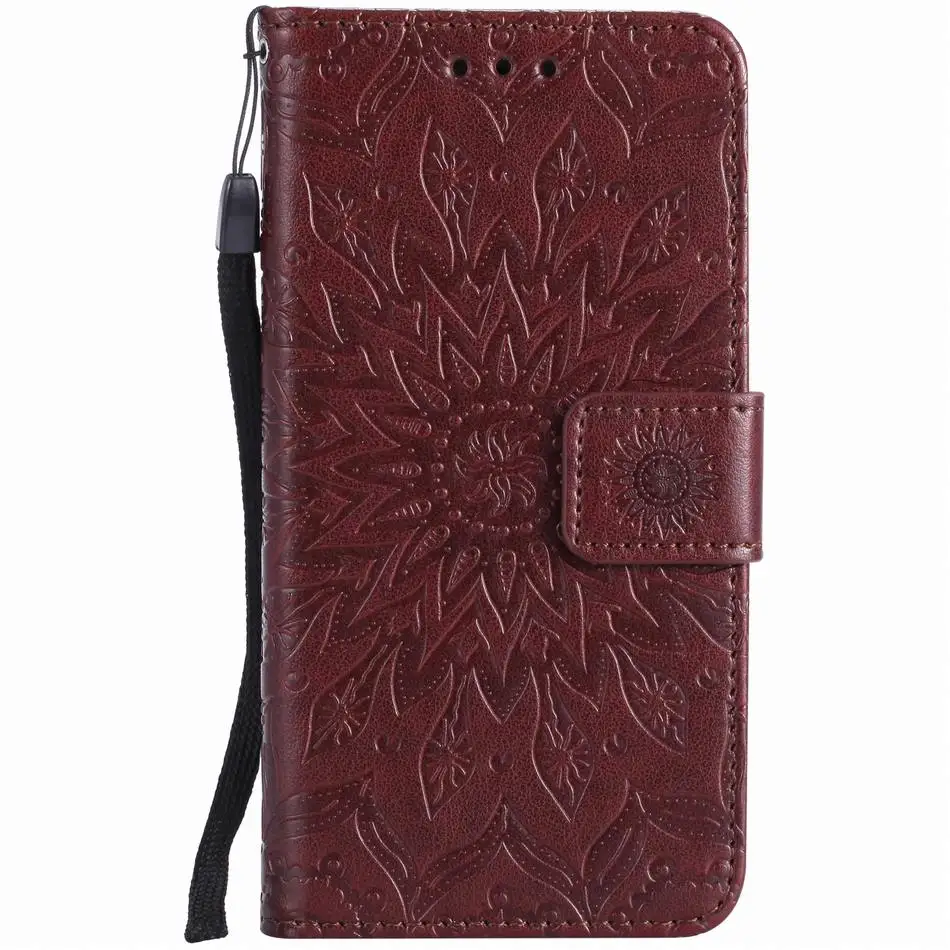 Кожаные чехлы-книжки с цветами для iPhone X, XR, XS, 11 Pro Max, 8, 7 Plus, 5S, 6 S, Touch 5, 6, однотонная цветная крышка, мандала, сумка для телефона DP23Z - Цвет: Brown