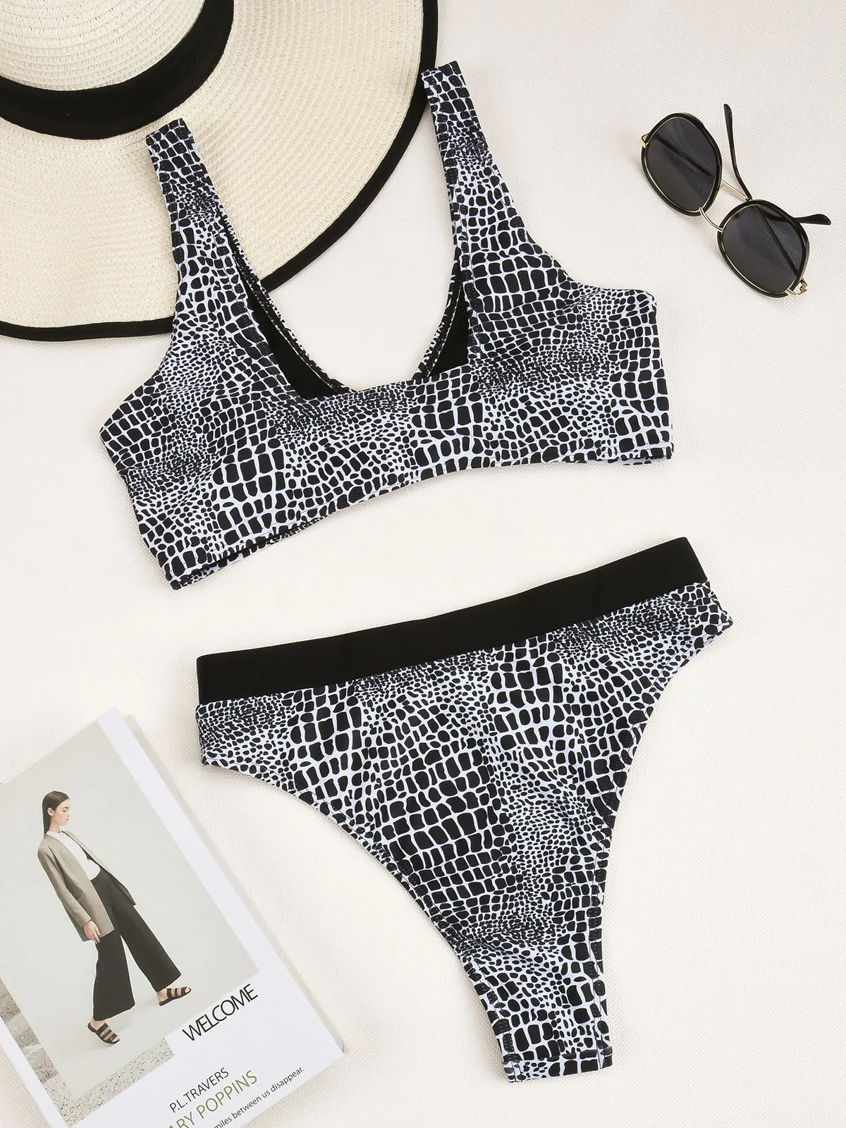 

2021 New Women Sexy Snake Print Swimsuit High Waist Bikini Set Maillot De Bain Femme Stroje K Pielowe Damskie