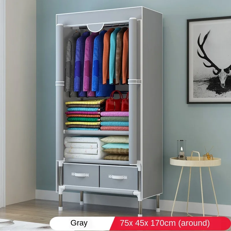 

Simple Combination Wardrobe Modern Minimalist Steel Tube Frame Household Storage Fashion Multi-color High-foot Moisture-proof