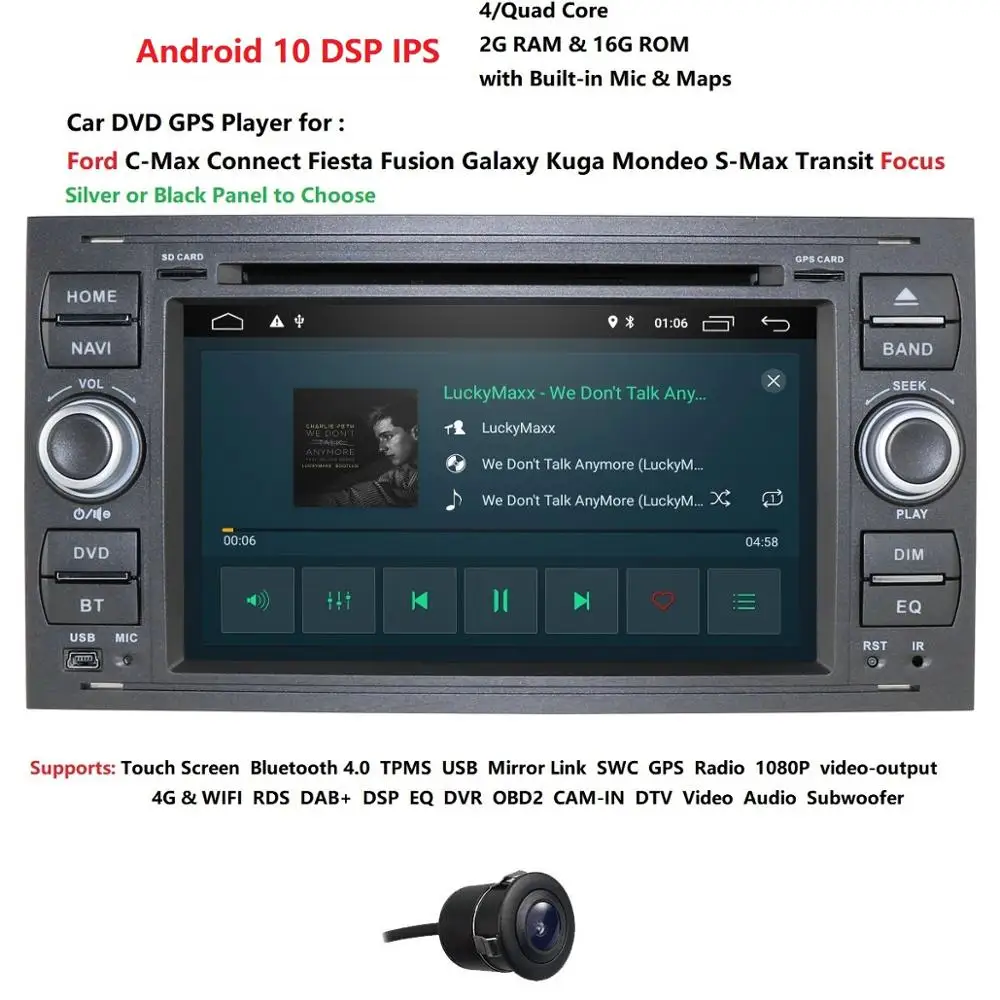Android 10 0 DSP автомобильный мультимедиа для Ford Fiesta/Kuga/Mondeo Transit // connect C/S Max Mirror link Wifi DVR DAB