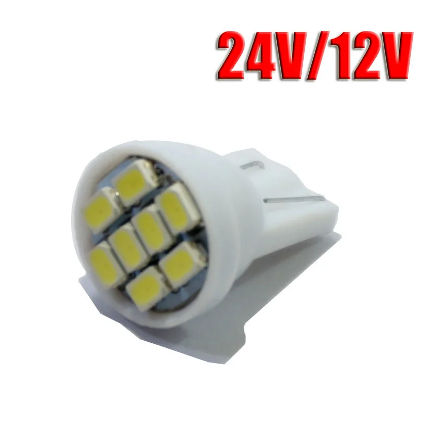 

KTSCAR 110 шт. акция, белые светодиодные лампы T10 8 smd светильник 194 168 192 W5W 3020, автомобильная клиновидсветильник лампа, освещение 24 В, габаритные огни s