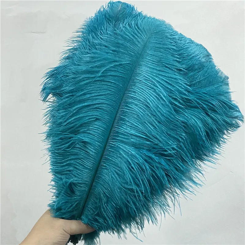 

Sale 50pcs/lot Fluffy Ostrich Feather Hole Blue 14-16inches/35-40cm Diy Supplies Decoration Dancers Christmas Home Plumes