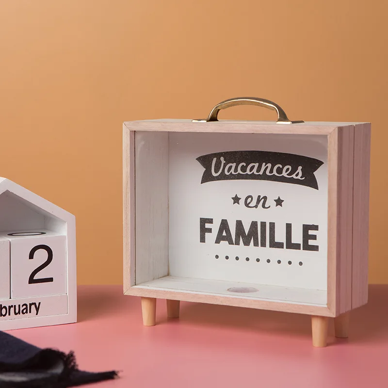 Деревянная коробка для денег монет аксессуары украшения дома большая