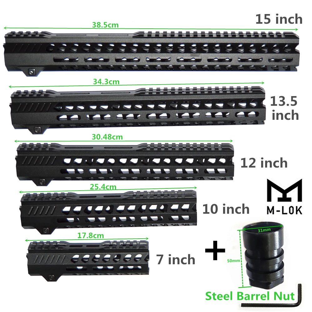 Тактический 7/10/12/13,5 дюймов поплавок M-lok Handguard Пикатинни страйкбол 15 M4 Handguard карабин квадратный рот для охоты