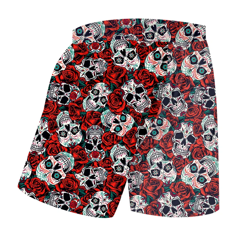 

OGKB Summer Men's Shorts 3D Flower Skull Printed Casual Rose Short Pants Funny Unisex Male Fashion Streewear Clothing Drop Ship