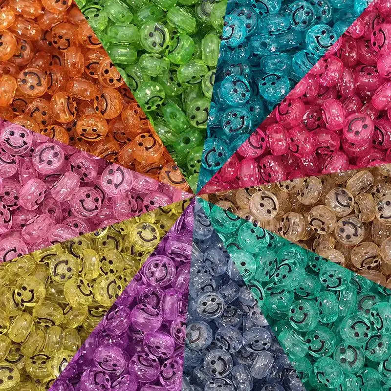 

30pcs 10mm Transparent Simulation Smiley face Acrylic Shape Spacer Beads For DIY Handmade Jewelry Accessories Make