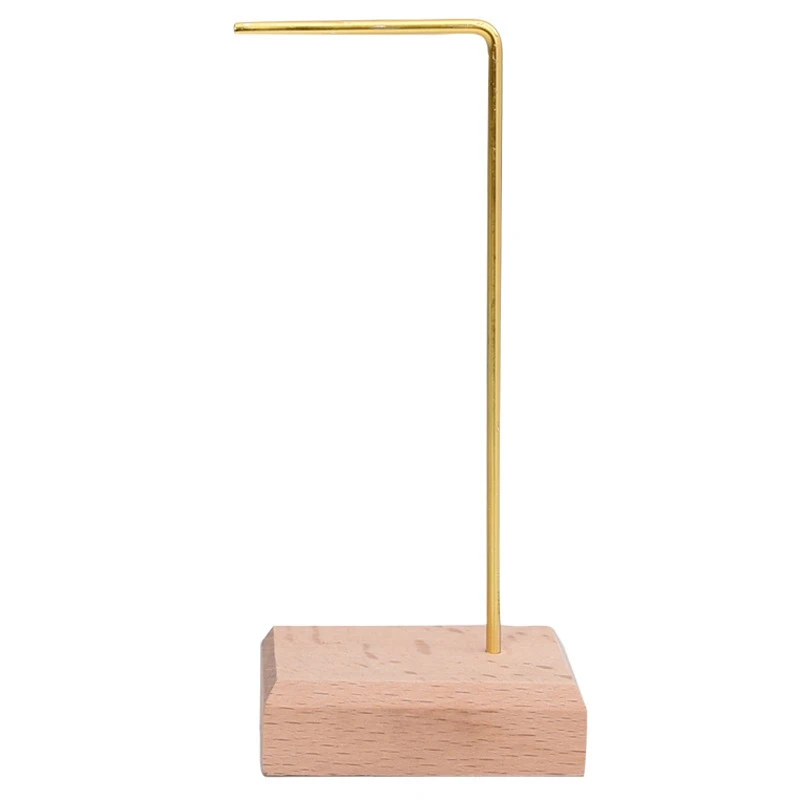 

Simple Wooden Base Metal Jewelry Display Stand for Dangle Earrings Hanging Rack, Ring Studs Tray