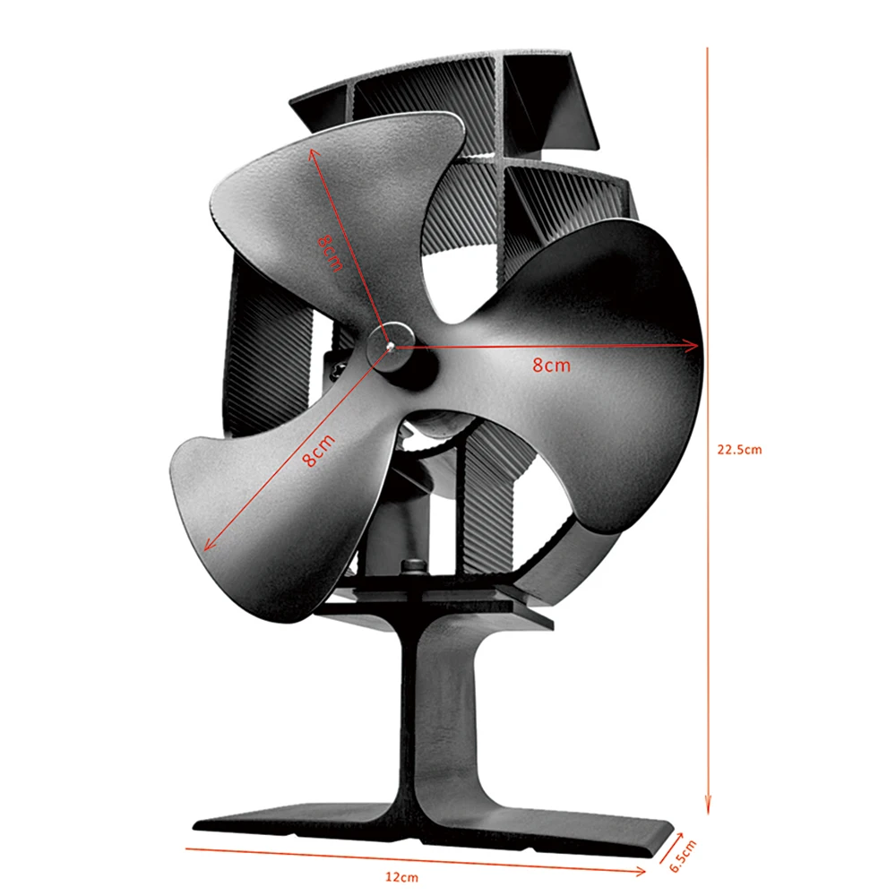 Горячая черная Тихая плита вентилятор 3 Лопасти для камина с тепловым питанием