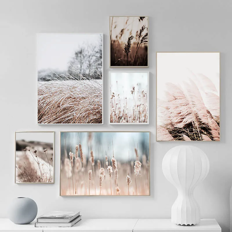 Трава природа картина плакат в скандинавском стиле Пейзаж Wall Art Печать холст