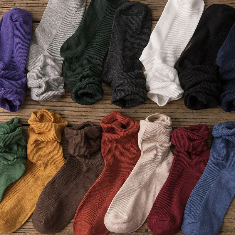 

Harajuku Retro WomenCotton Loose Socks Lady Winter In Tube Korean Purple Blue Yellow Pink Designer Christmas Cute Socks