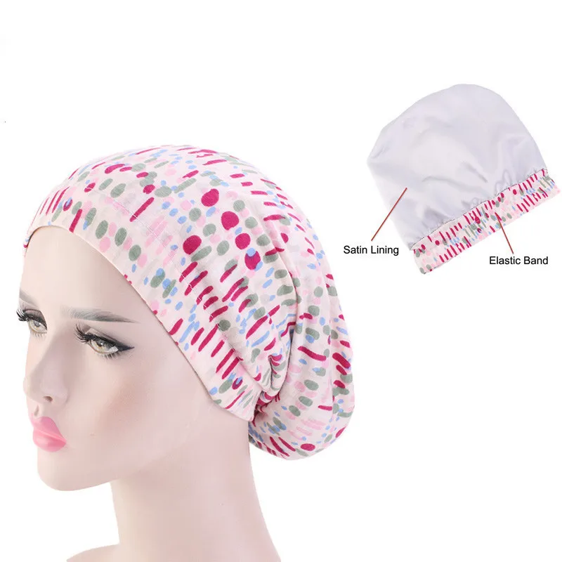 

Cotton printed Stretch Turban Ruffle Hair Hats Beanie Bandanas Scarf Head Wrap Headwear for Women 17