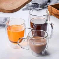 high grade double layer insulated glass cup coffee tea drink water beer creative transparent mug gift household office use sets