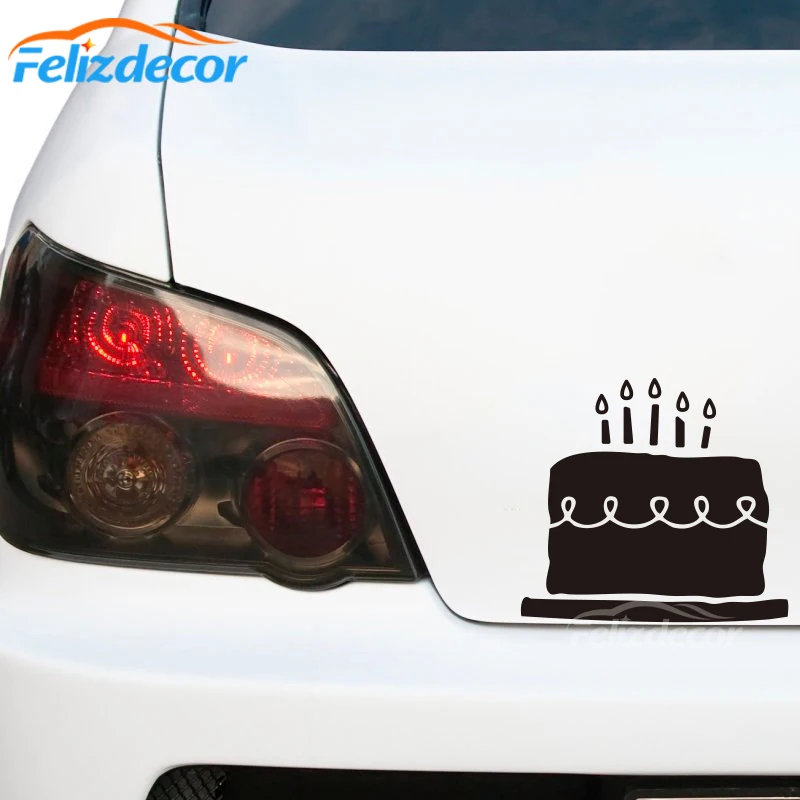 Birthday Cake Vinyl Window Car Decal Stickers Rear windshield Art Decor White Black ZP0358 | Автомобили и мотоциклы