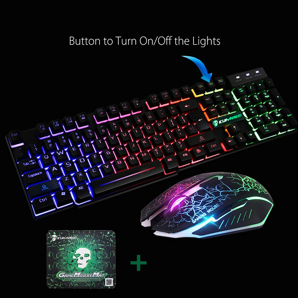 

T6 USB Wired Colorful Backlit Gaming Keyboard + Mouse + Mouse Pad Combo Set High Mechanical Backlit Gaming Keyboard