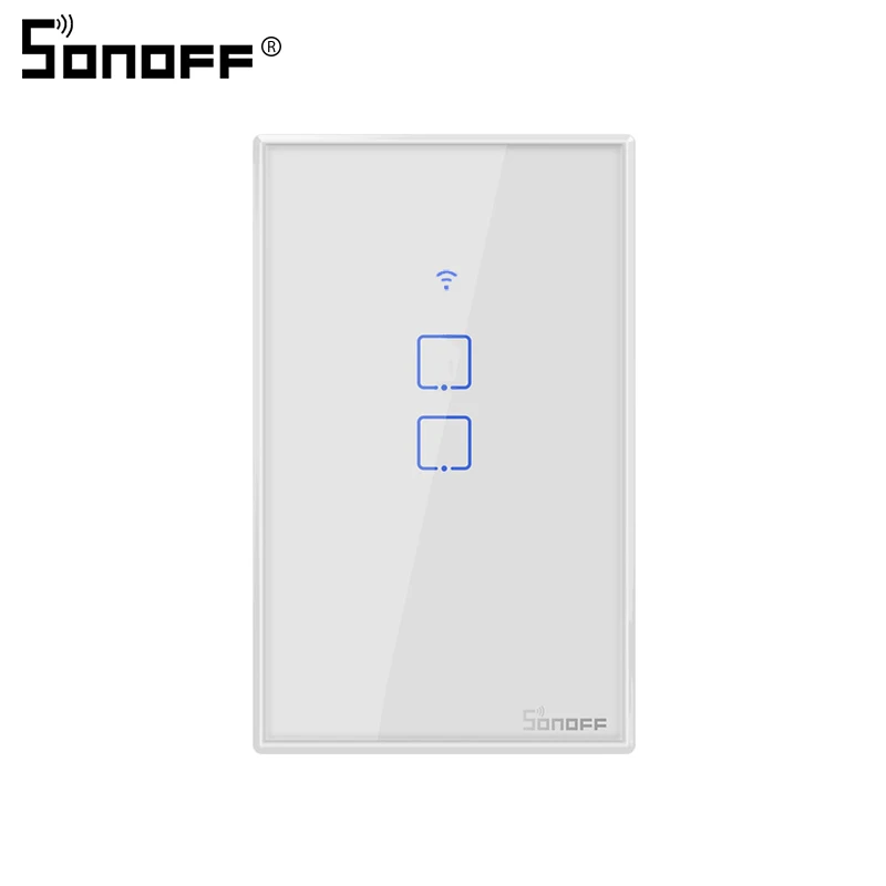 Sonoff US 2 Gang Sonoff WiFi переключатель 220 В/светильник/модуль T2 США 1/2/3C 315 RF/APP пульт дистанционного управления умный дом настенный сенсорный переключатель для Alexa совместимый - Комплект: Sonoff US 2 Gang