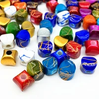 50pcs 9mm drawing color acrylic beads spacer beads for jewelry making handmade diy