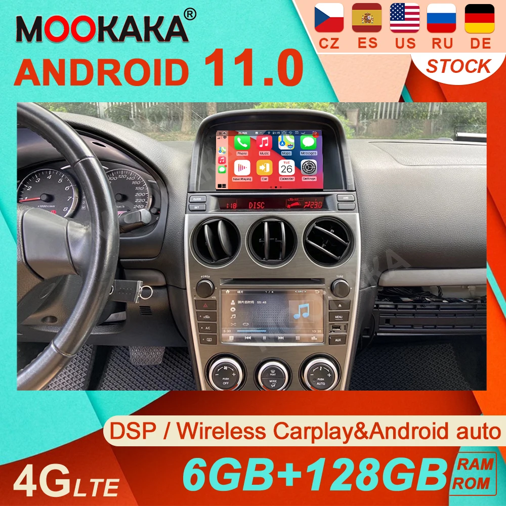 Android 11 радио для старой Mazda 6 GPS-навигация стерео аудио видео аксессуары Wi-Fi Carplay DSP 9