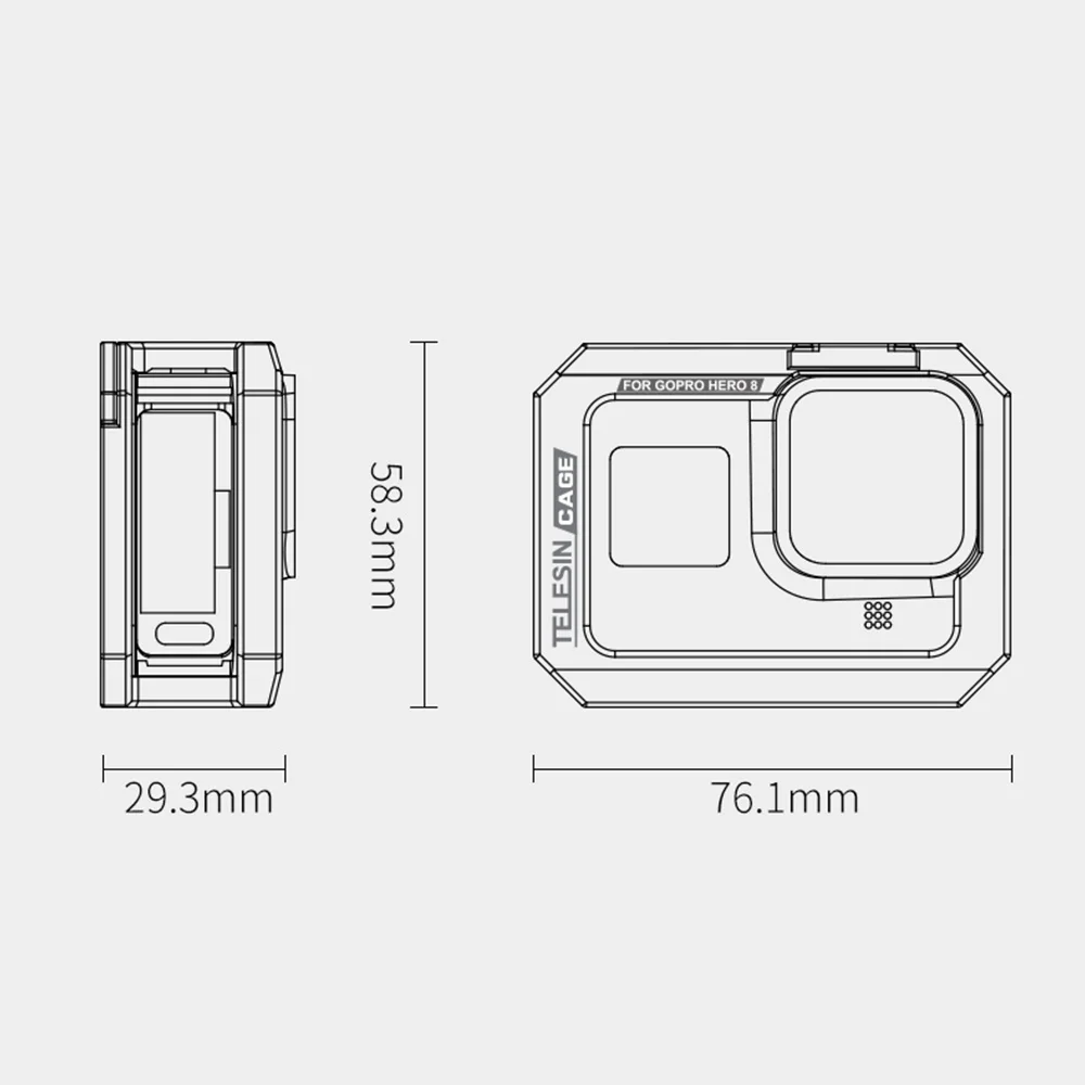 Чехол TELESIN с рамкой из алюминиевого сплава Вертикальная Горизонтальная клетка