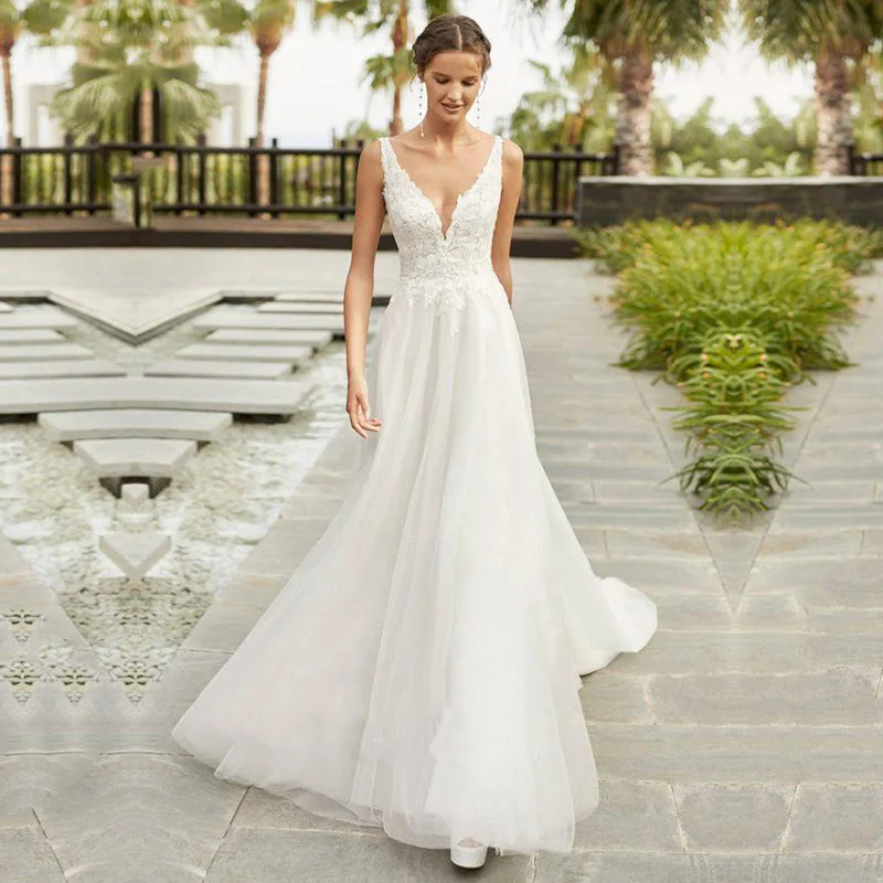 

Eightale v-образным вырезом Свадебное платье-бохо с аппликацией из кружева с длинным рукавом свадебное платье Vestido De Noiva трапециевидной формы Тю...