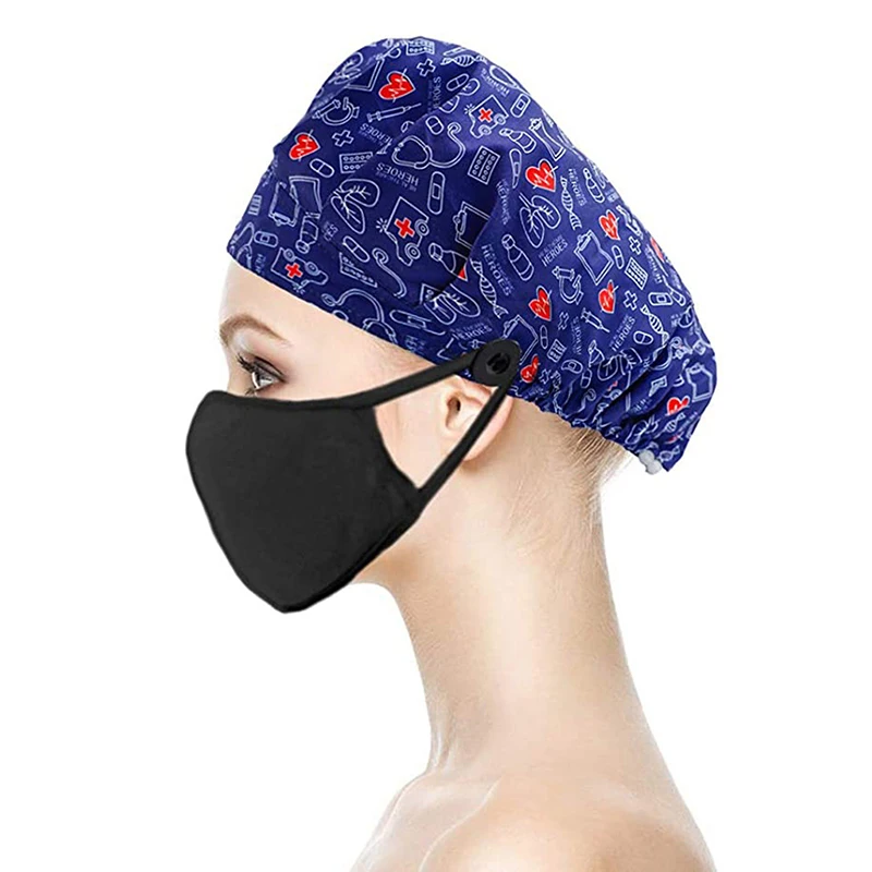

Pet Scrubs Hats Salon Baotou Hat Unisex Cotton Adjustable Pet Work Hats Dust Cap Nursing Cap Elastic Beauty Beauty New Wholesale