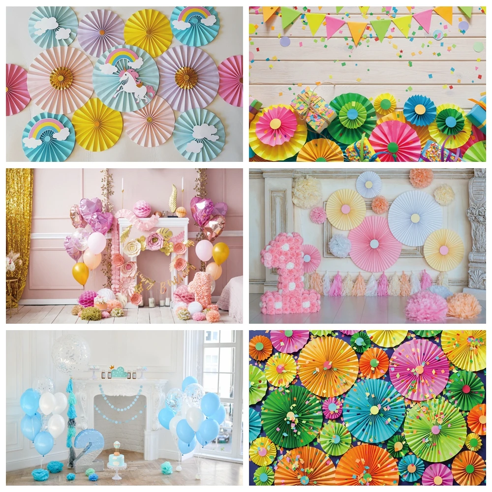 

Laeacco Birthday Baby Shower Newborn Backdrops Chic Wall Paper Umbrella Flowers Children Portrait Photography Backgrounds Studio