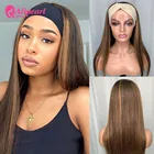 Прямые волосы AliPearl, парик с головной повязкой парики из натуральных волос 1B27 окрашенных бразильских прямых волос для чернокожих женщин