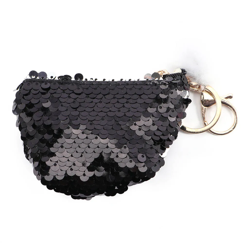 black 1 шт., кошельки для ключей, недорогой модный кошелек для монет, кошелек для женщин и мужчин, шерсть, маленькая сумка для мелочи, кошельки, ключница, чехол для ключей, сумка для карт - Цвет: black