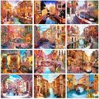 Алмазная живопись 5D сделай сам Венеция-город на воде улица закат пейзаж круглая Дрель Стразы мозаика пейзаж ремесла домашний декор