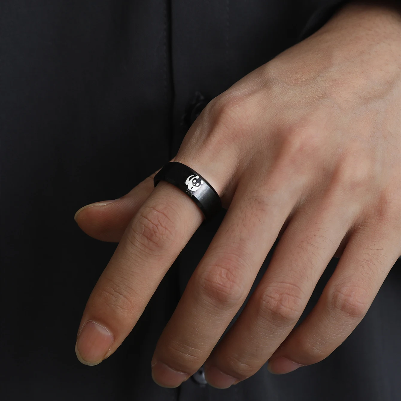 Кольцо с пандой из титана 8 мм для мужчин и женщин | Украшения аксессуары