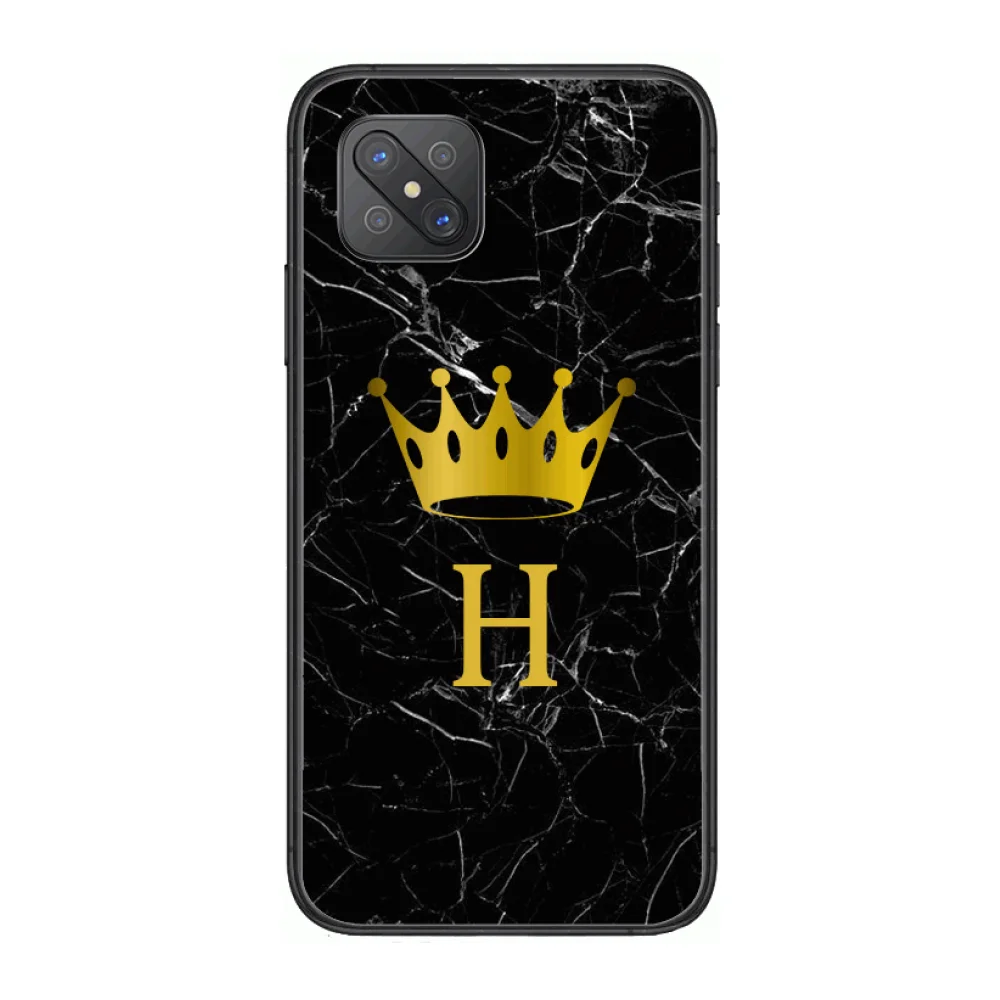 

letter an crown Fashion Phone Case cover For OPPO A91 9 83 79 92s 5 F9 A7X Reno2 Realme6pro 5 black tpu cell cover