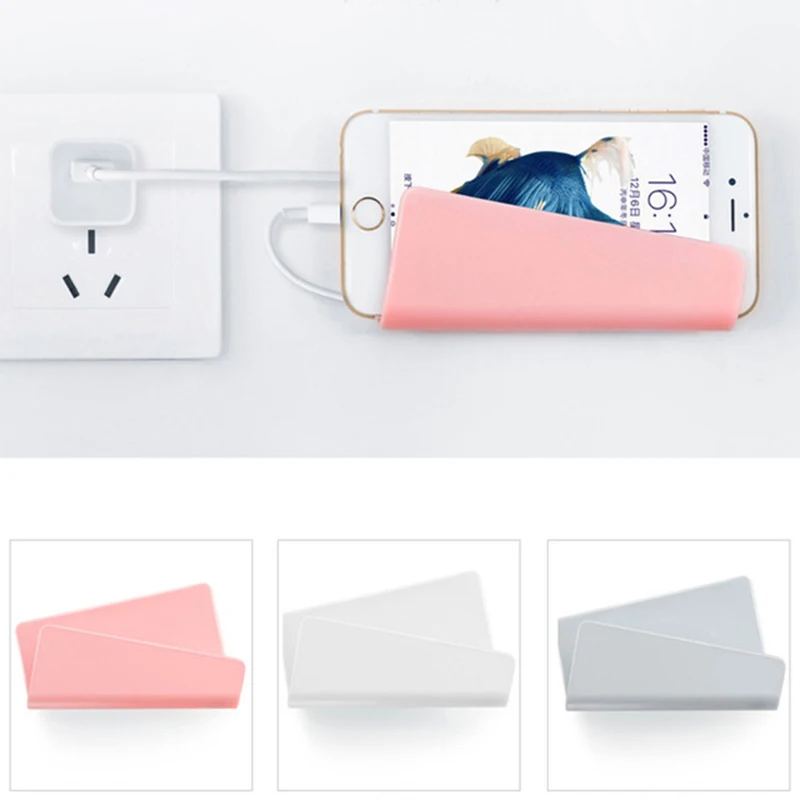 

Plastic Wall Shelf Charger Phone Rack Holder Hanging Stand Bracket Wall Mounted Phones Holder Base Support Shelf