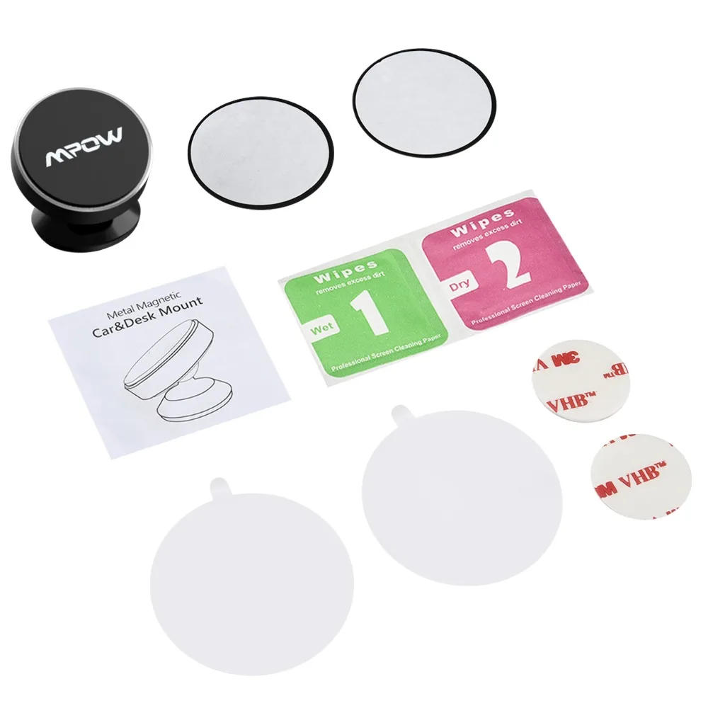 Mpow CA117 Metal Phone Holder Universal Car Mini Dashboard Mount Magnetic Round Stand |