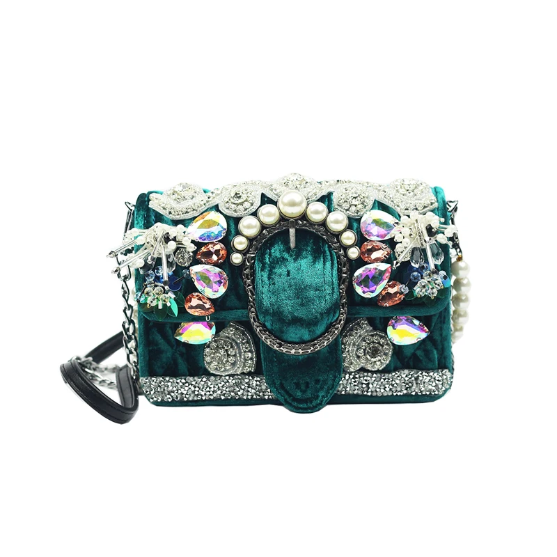 Роскошная винтажная женская сумка ручной работы с бисером и стразами клатч