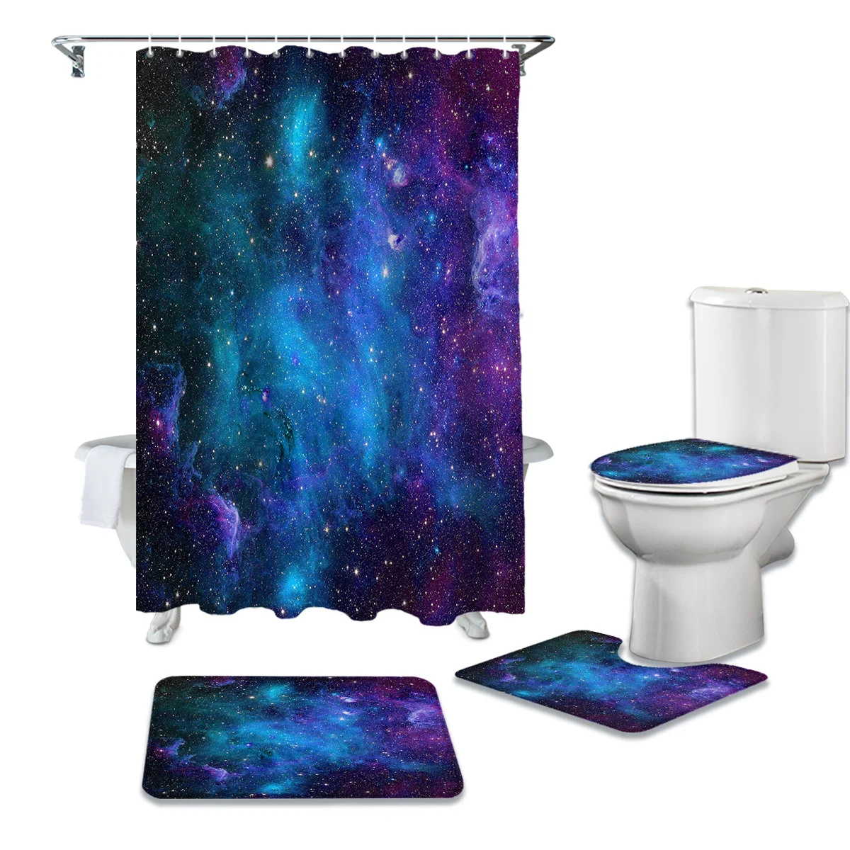 Звездное небо космическая Вселенная печать занавеска для ванны Декор Ковер