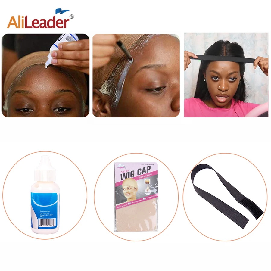 

"2Pcs Wig Stocking Cap Wig Cap Hairnet With Elastic Band For Wigs Band For Edges Hair Wrap 38Ml Super Glue Front Lace Wig Glue"